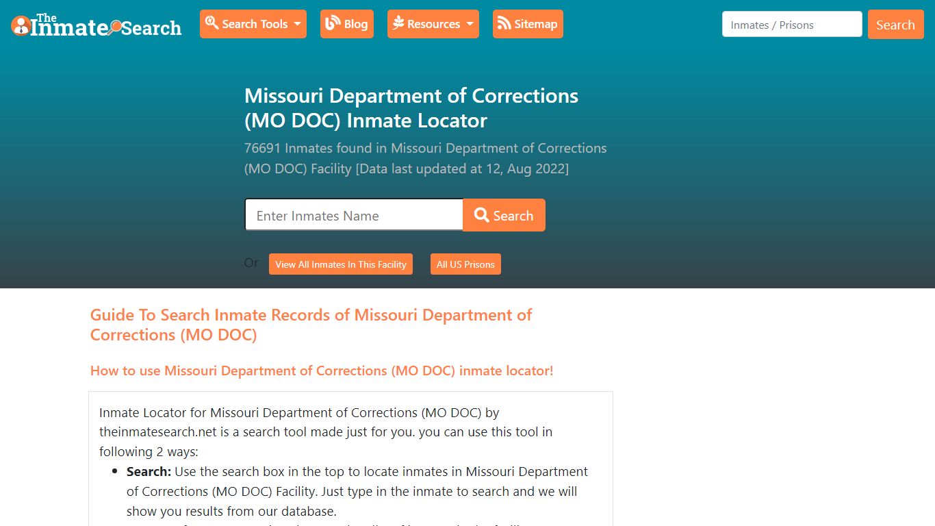 Missouri Department of Corrections (MO DOC) Inmate Locator ...